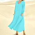 thumbnail image 1 of Mejor Belleza Women's cotton linen dresses summer midi dresses with pockets Mejor Belleza Vestido boho;Vestidos largos de playa;Flowy with ruffled hem, 1 of 7