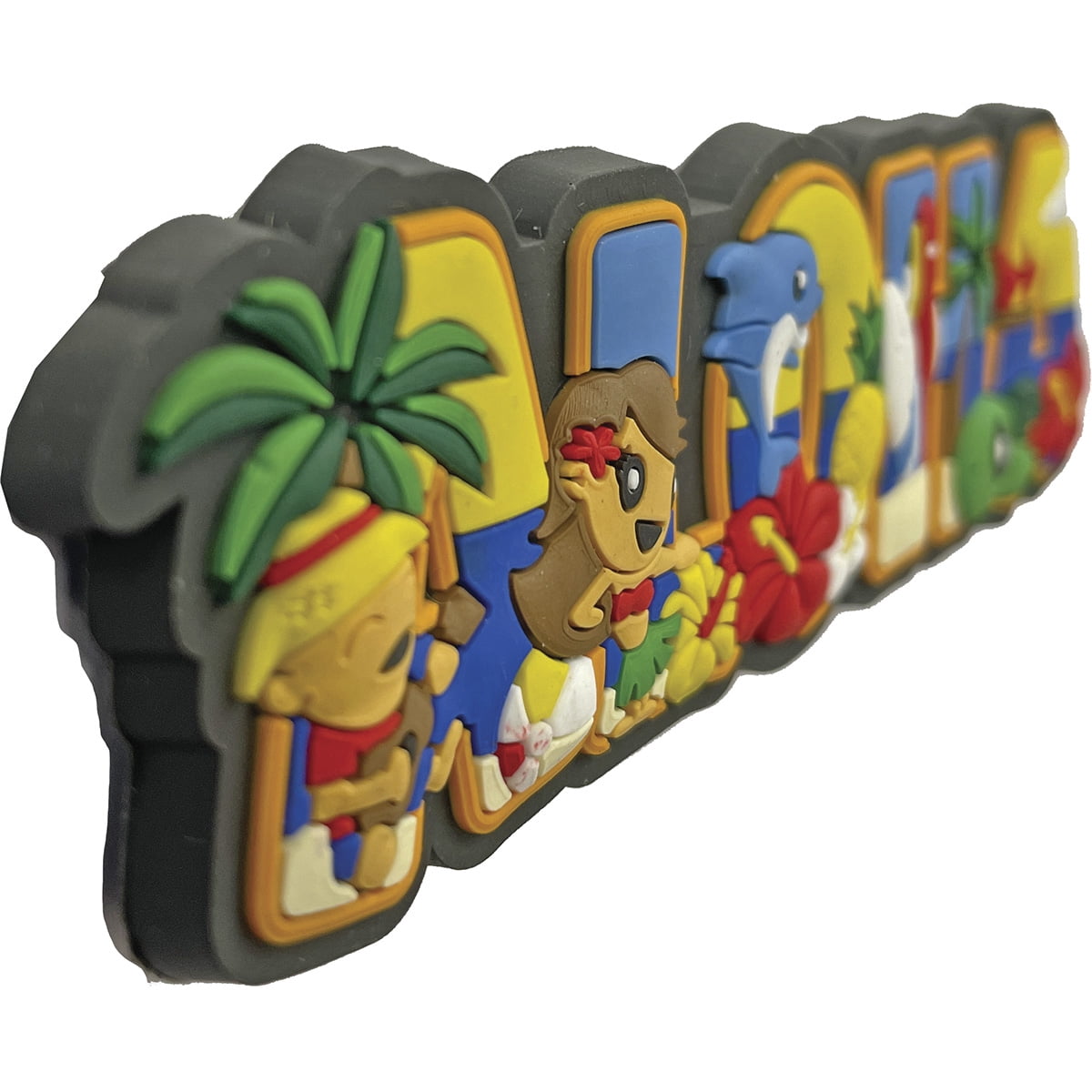 Hawaii Magnet Rubber Aloha Block 4"W x 1"H x D