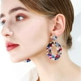 thumbnail image 5 of 5 Pairs Acrylic Earrings for Women Colorful Statement Geometric Earrings Round Drop Dangle Earrings Mottled Hoop Earrings Fashion Jewelry Costume Party for DIY, 5 of 7