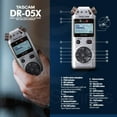thumbnail image 4 of Tascam DR-05X Stereo Handheld Digital Audio Recorder with USB Audio Interface (Silver) + SR360 Headphones, Fur Windscreen, 16GB Memory Card, Tripod & Xpix AA Batteries With Travel Quick Charger, 4 of 8