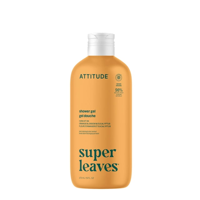 ATTITUDE Super Leaves Science Natural Shower Gel Energizing Orange Leaves 16 oz 473 ml