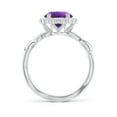 thumbnail image 2 of ANGARA Natural 1.7 Ct. Amethyst with Diamond Halo Ring in 14K White Gold for Women (Ring Size: 4.5), 2 of 9