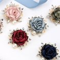 thumbnail image 5 of Elegant Rose Flower Brooch Pin for Women Men Wedding Party Gentleman's Essentials Handmade Crystal Pearl Fabric Flower Lapel Pin Dress Suit Accessories Boutonniere Ideas Gift, 5 of 13
