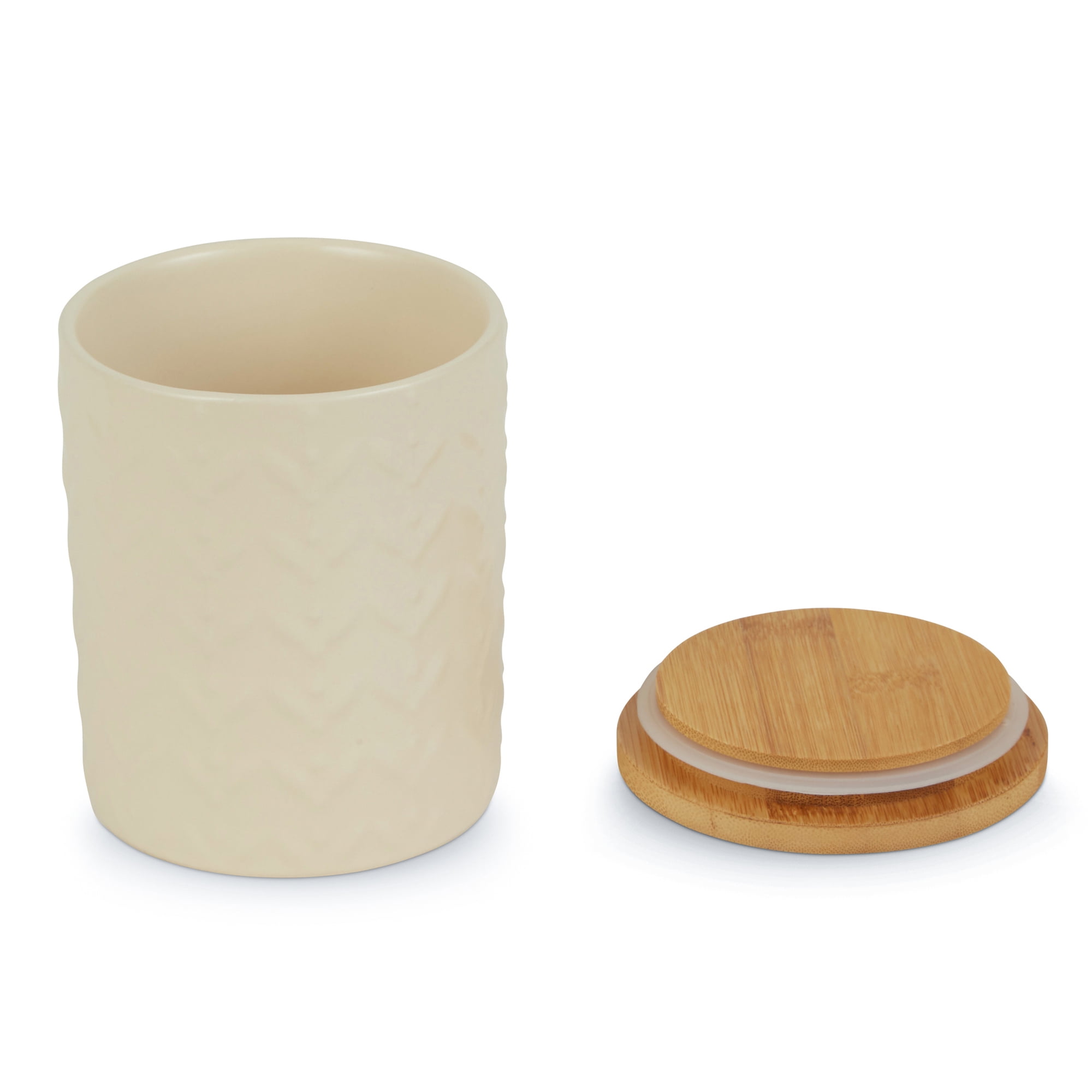 DII Kitchen Accessories Textured Matte Ceramic Canister Set, Antique White, Vine, 3 Piece