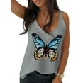 thumbnail image 1 of DYMADE Haut à Manches Courtes Women V Neck Floral Papillon Print, 1 of 2