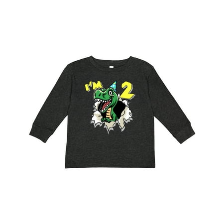 

Inktastic I m 2 Dinosaur Boys or Girls Long Sleeve Toddler T-Shirt