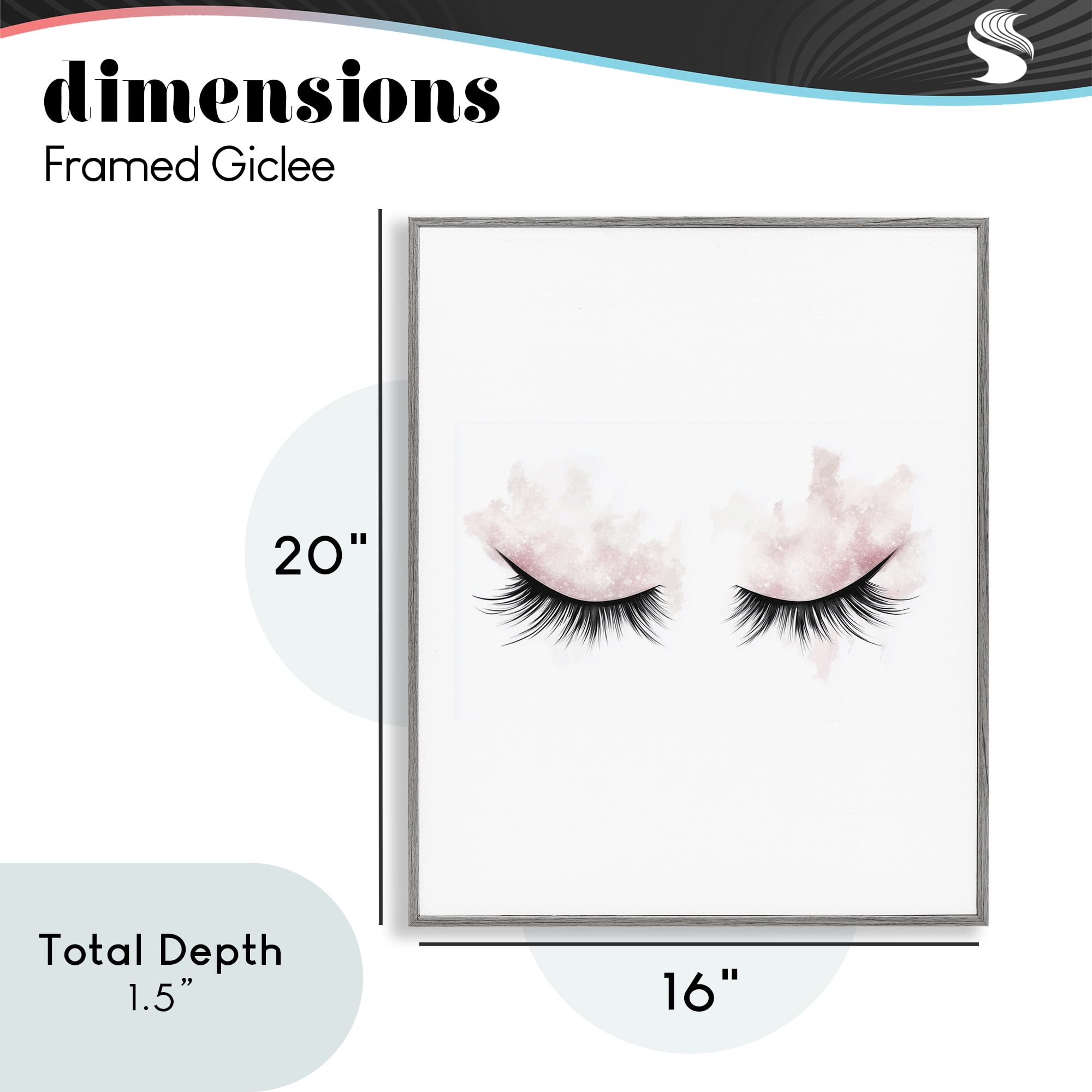 Pastel Pink Makeup & Lashes Gray Framed Giclee Art, design by Christine Simpson Art