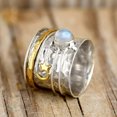 thumbnail image 4 of Womens Star Moon Crystal Ring Two Tone Wide Turning Alloy Electroplated Band Artificial Gemstones Inlay Antique Silver Finish Jewelry Ring, 4 of 5