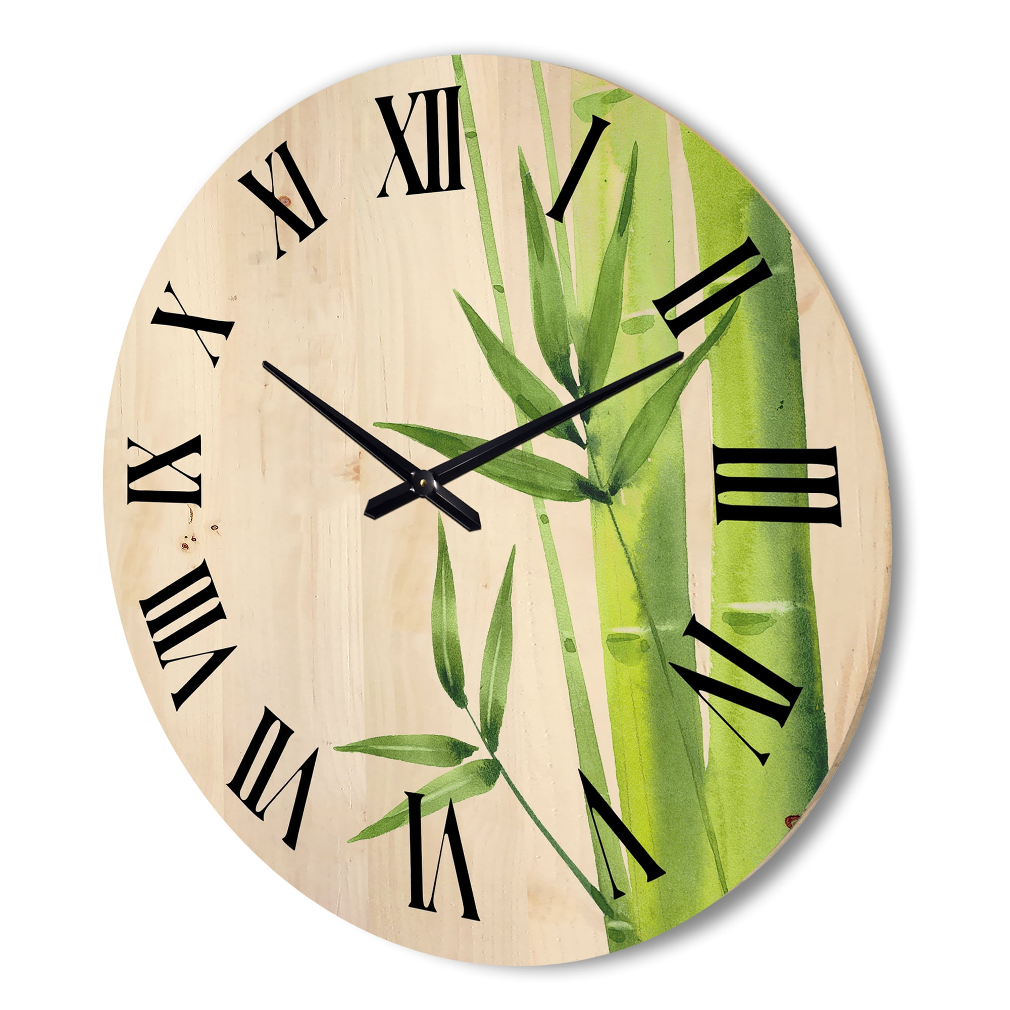 Designart 'The Forest of Bamboo Branches V' Tropical Wood Wall Clock