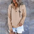 thumbnail image 2 of Vedolay Womens Hoodies Zip Up Womens Oversized Half Zip Pullover Long Sleeve Sweatshirt Quarter Zip Hoodie Sweater,Beige XL, 2 of 3