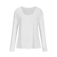 thumbnail image 4 of AXXD Womens Sexy Tops White Basic Summer 2024 Trendy Round-Neck Long Sleeve Casual T-shirt Top Solid Blouse, 4 of 6