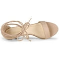 thumbnail image 4 of BLISSFUL STEP Women's Open Toe Kitten Heel Lace Up Sandals, 4 of 6
