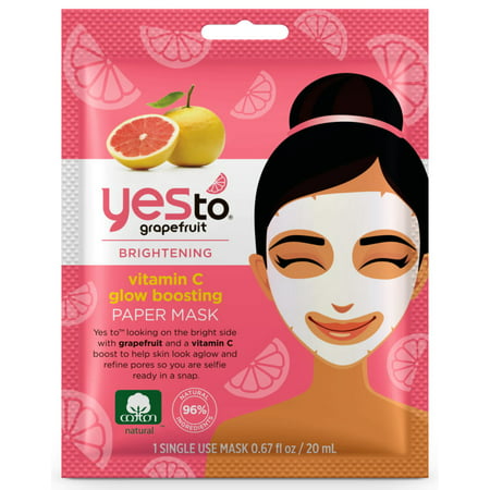 Yes To Grapefruit Brightening Paper Mask Single Use Face Mask with Vitamin C 0.67 Oz