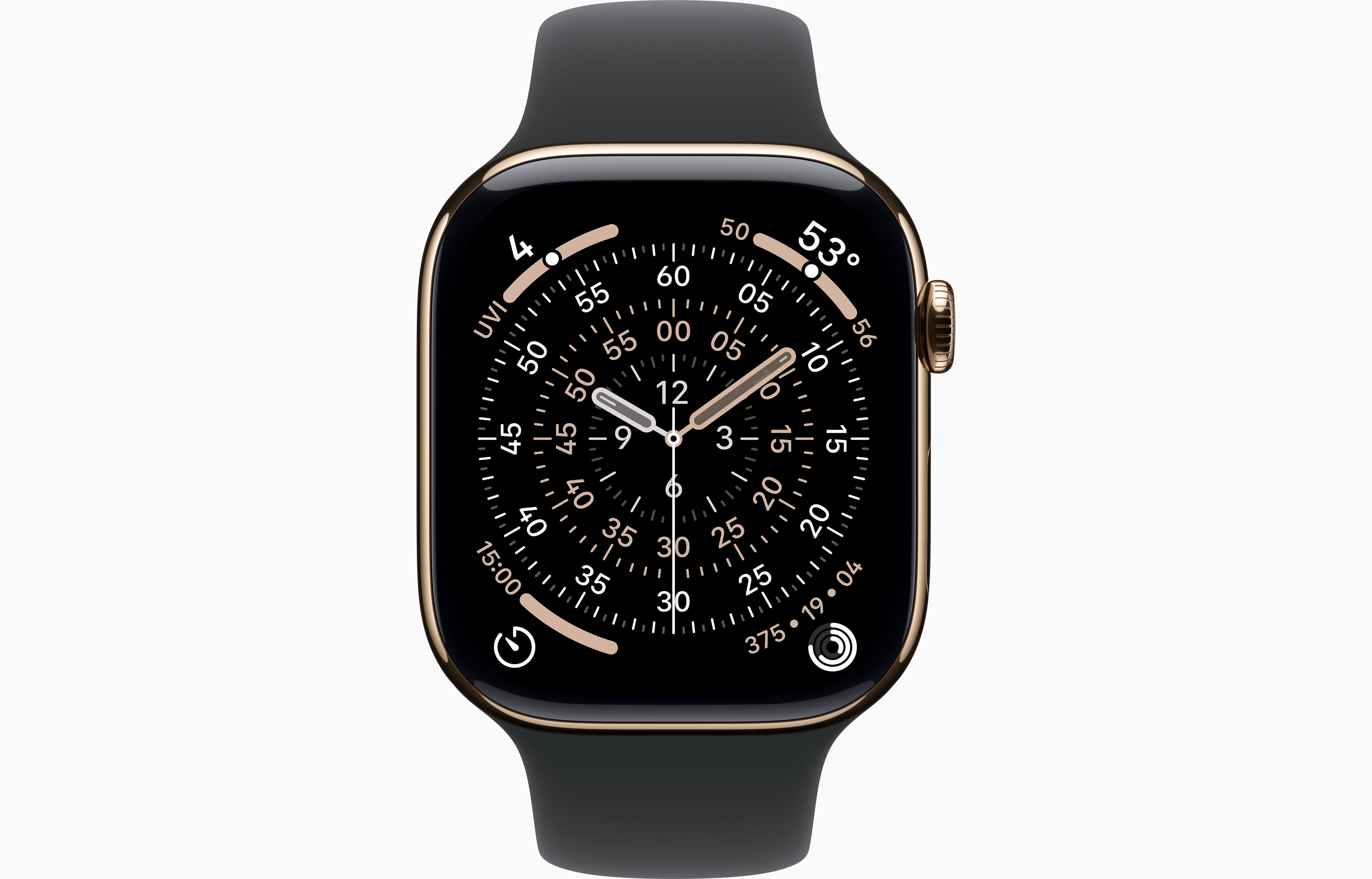 Apple Watch Series 11 GPS + Cellular 42mm Gold Titanium Case with Black Sport Band