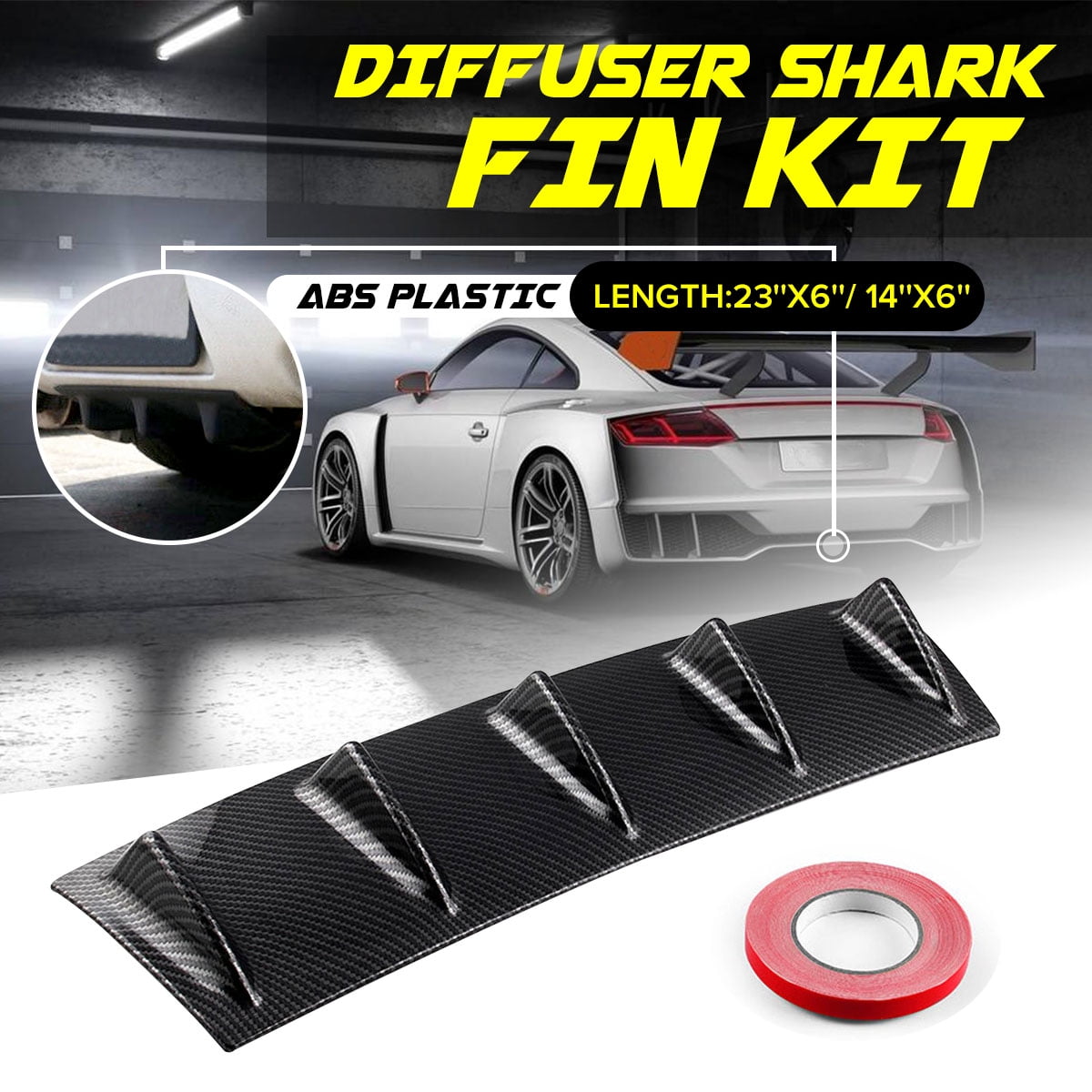 Shark Fin Diffuser 3/5/7 Wing Lip Rear Bumper Chassis ABS Universal