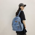thumbnail image 4 of Student Denim Backpack Zipper Bookbag Multi Pockets Large School Bag(Light Blue), 4 of 8