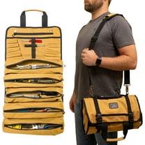 Terrev Tool Roll Up Bag - 18oz Heavy Duty Canvas - Motorcycle Tool Roll Pouch with 17 Pockets, Multi-Purpose Wrench Tool Organizer for Electrician