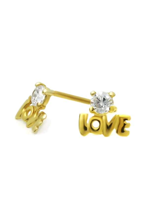 14K Yellow Gold LOVE Screwback Stud Earrings
