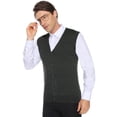 thumbnail image 6 of Purcoar Men's V-Neck Button Front Sweater Vest Twist Cable Knitwear Cardigan, 6 of 6