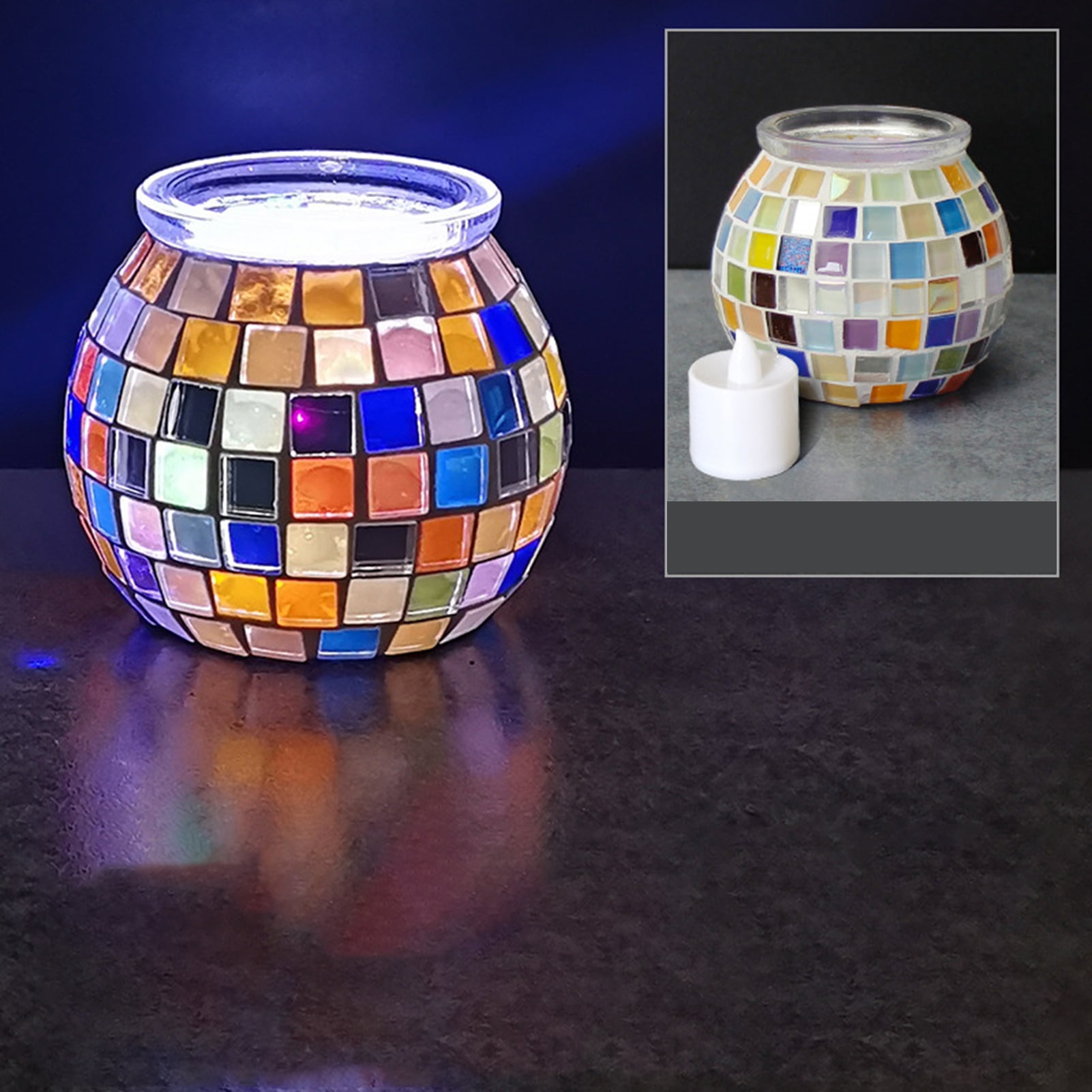Pnellth DIY Mosaic Candle Holder Kit Fine Motor Skill Development Kids Craft Material Handmade Parent-Child Educational Toys