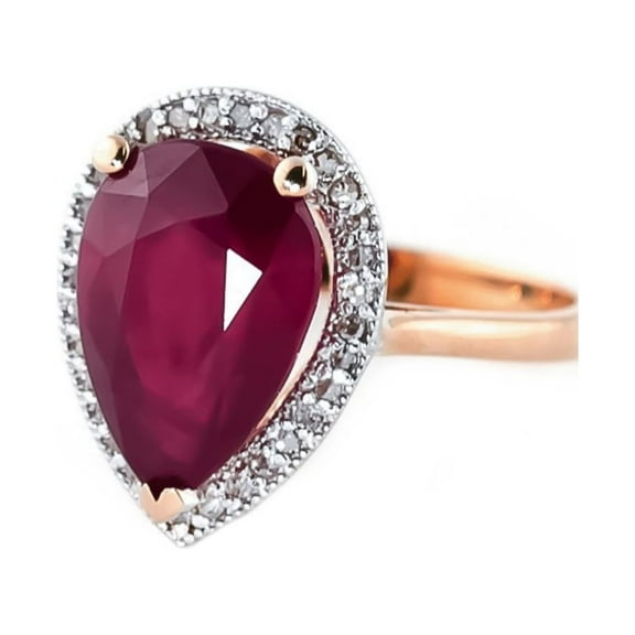 Galaxy Gold 14k Solid Rose Gold Halo Ring 5.51 ct Pear Shape Ruby Diamond Ring (10.0)