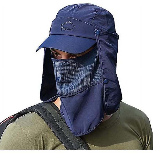 Sombrero Anti UV Sol Adulto Transpirable Verano Hombres Gorra Sombrero de Ala Ancha Pesca Aventura Senderismo Multifunción Protección Cuello Cabeza Nuca Cara Ajustable Para La Cabeza
