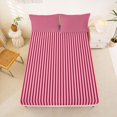 thumbnail image 4 of Castle Fairy Abstract Vertical Stripes Bed Sheets 4-Piece,Minimalist Linear Band Full Size Sheets,Lavender Red,1 Flat Sheet, 1 Fitted Sheet and 2 Pillowcases, 4 of 7