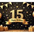 thumbnail image 3 of Golden Theme Happy 15th Birthday Banner Decorative Creative Sparkling Gold for Birthday Party Kids Celebration Indoor Decoration, 3 of 7