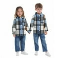 thumbnail image 3 of Eltusu Baby Boys Plaid Shirts, Casual Lapel Collar Long Sleeve Breathable Button-Down Shirts Blue Size 12-18 Months, 3 of 5