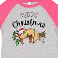 thumbnail image 4 of Inktastic Merry Christmas Cute Sloth with Santa Hat and Lights Boys or Girls Toddler T-Shirt, 4 of 5