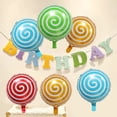 thumbnail image 3 of 10Pcs 18 Inches Lollipop Balloon Round Leakproof Multi-colors Strong Tear-resistant Scene Layout Reusable Birthday Party Aluminum Film Decorative Balloon for Indoor, 3 of 7