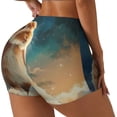 thumbnail image 1 of Balery Starry Sky Cloud Cute Rabbit Pantalones cortos de entrenamiento estampados para mujer, sin costuras, ajustados, para gimnasio, yoga, correr, deportes, ejercicio activo, fitness.-Small, 1 of 8