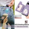 thumbnail image 4 of ShellTech Case for Google Pixel 8,Magnetic Leather Card Holder Wallet RFID-Blocking Case Shockproof TPU Ring Holder Kicsktand Cover with Wrist Strap,Purple, 4 of 7