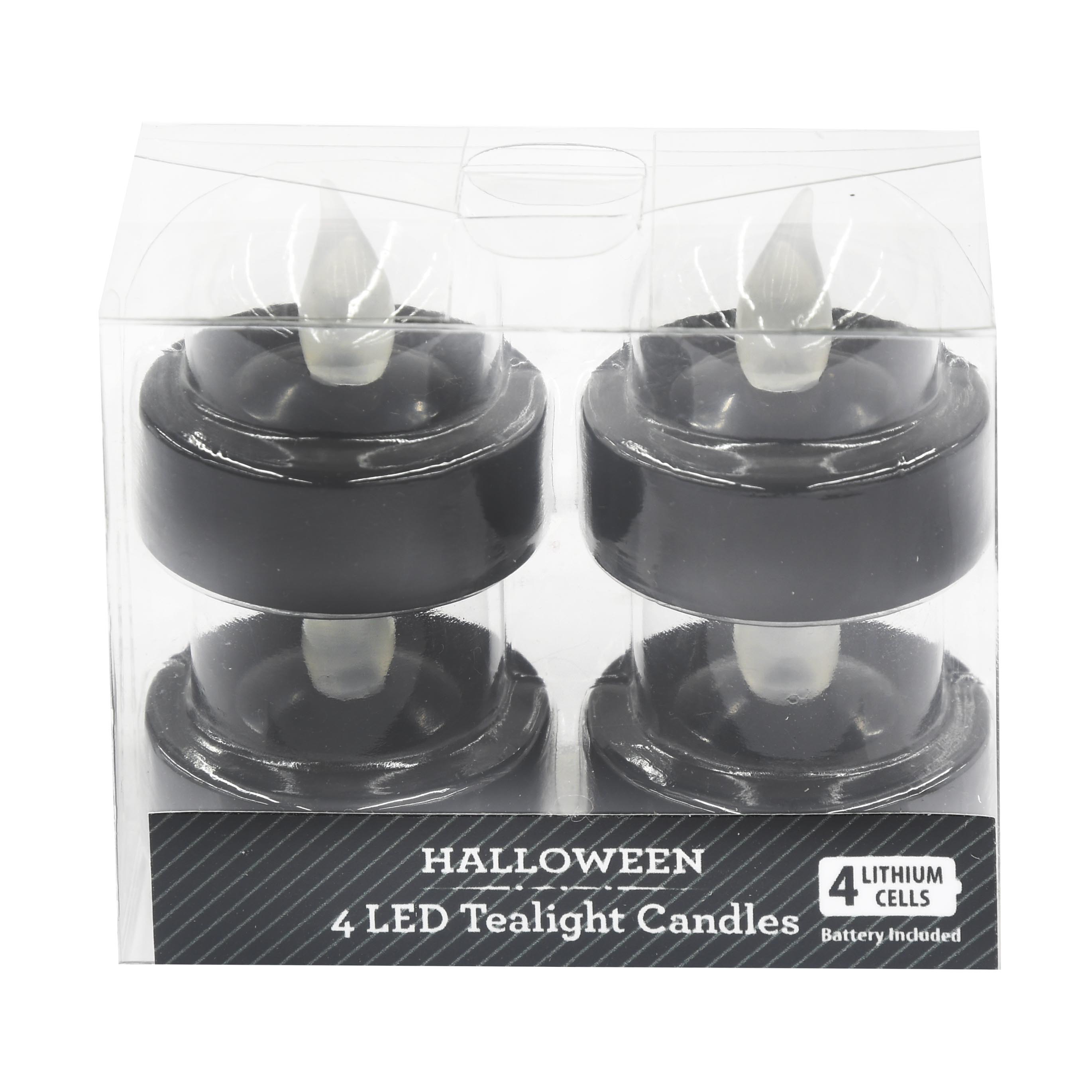 Way To Celebrate Halloween LED Tealight Candles, Black, 4 Count