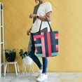 thumbnail image 4 of FORMRS Womens Canvas Tote Bag with Zipper Inner Pocket Shoulder Handbag, Navy Blue Stripes, 4 of 7