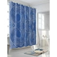 thumbnail image 3 of Abstract Shower Curtain, Striped Round Hollow Circle Bathroom Decor Curtains Set with Hooks, Blue White Waterproof Fabric Home Accessories， 72 X 78 Inch Long, 3 of 6