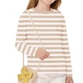 thumbnail image 5 of JYnXIANTI Little Girls Boys Long Sleeve Shirts Lightweight Round Neck Striped T Shirts Teens Loose Soft Tops Unisex Casual Clothes, 5 of 7
