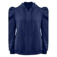 thumbnail image 5 of Wangmeiwg Women's Sweatshirts Women's Hoodies & Sweatshirts Casual Puff Long Sleeve Drawstring Pullover Sweatshirts Loose Fit Solid Fall Fashion Top Dark Blue XXL, 5 of 6