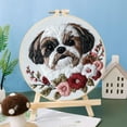 thumbnail image 2 of Punch Needle Kits Shih Tzu Dog and Flowers Embroidery Starter Set with Hoop Easy for Beginners DIY Stress Relief Handmade Craft Hobby and Home Decor 20x20cm-3, 2 of 8