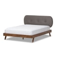 thumbnail image 3 of Baxton Studio Penelope Mid-Century Modern Solid Walnut Wood Fabric Upholstered Platform Bed, Multiple Sizes, Multiple Colors, 3 of 7