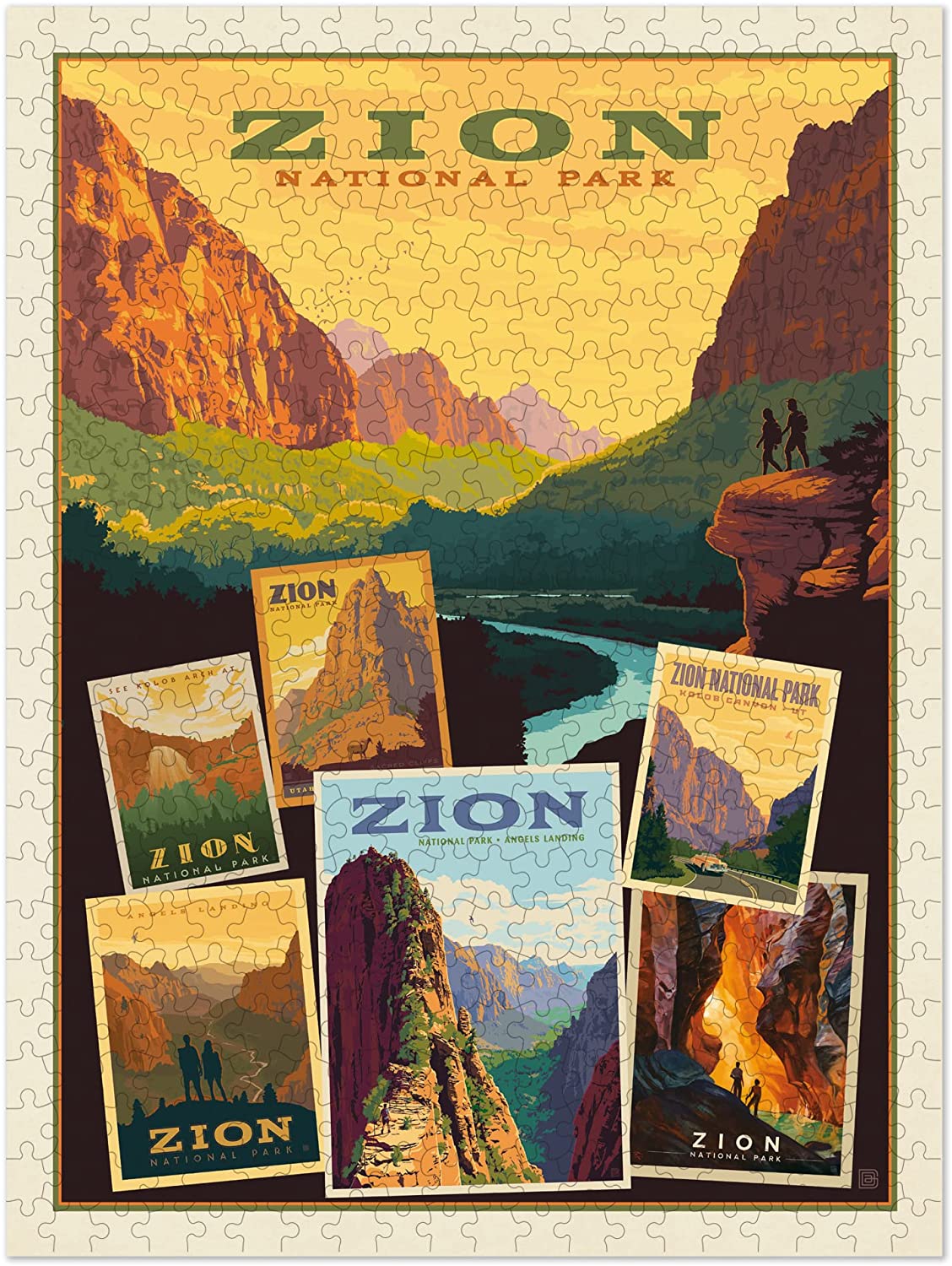 Americanflat 1000 Piece USA Map Puzzle, 20x27 Inches, Zion National Park Art by Anderson Design Group