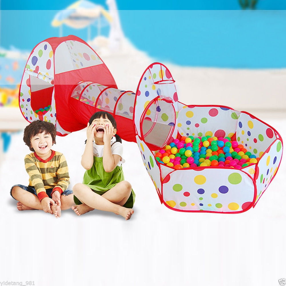 Walfront Kids Ball Pit Play Tent With Tunnel Indoor Outdoor Play Crawl Tunnel Toy Gym Play Tent For Children Toddler Jungle Boys Girls Babies Infan