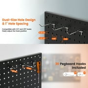Pegboard,ENJOYWOOD 48x24 inch Metal Pegboard Panels White 30 Pcs Hook,Tool Board for Wall Organizer, Garage Tool Storage,Office Organization,Kitchen