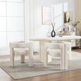thumbnail image 4 of Guyou Modern Boucle Dining Chair Set of 4, Linen Upholstered Barrel Chair, Comfy Armchair with Open Backrest, Vanity Side Chair Accent Chair for Living Room Bedroom Dining Room, Beige, 4 of 10