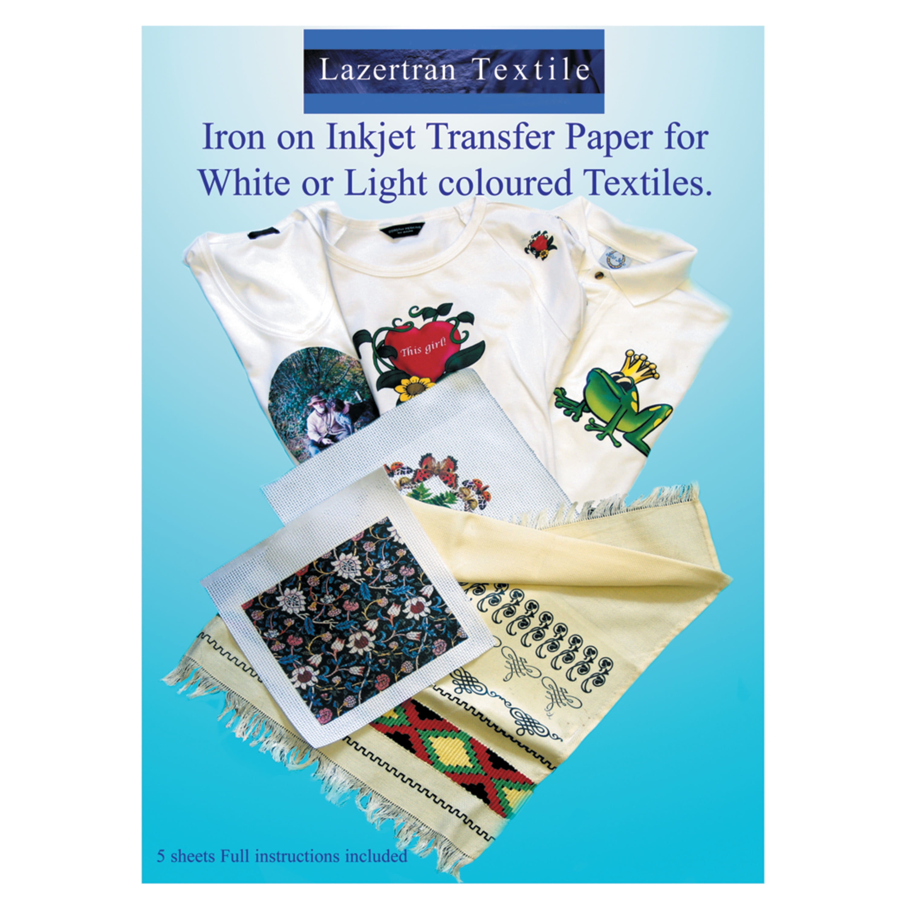 Lazertran IronOn Inkjet Transfer Paper for For Dark Fabrics, 81/2" x
