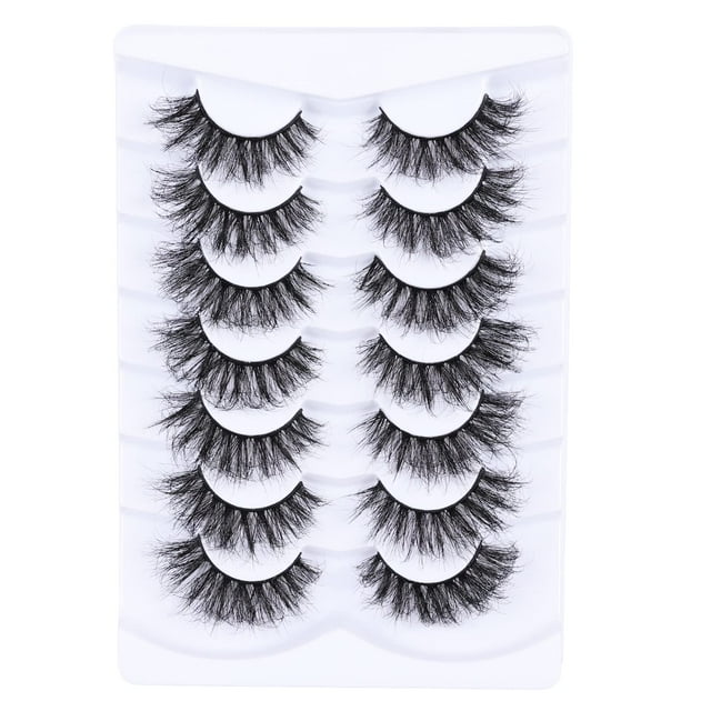 Mebver Pestañas postizas Pestañas de ojo de gato Pestañas de visón sintético Aspecto natural Pestañas tenues y esponjosas que parecen extensiones Pestaas Postizas D Curl Lash Strips Short Fox Eye Lash