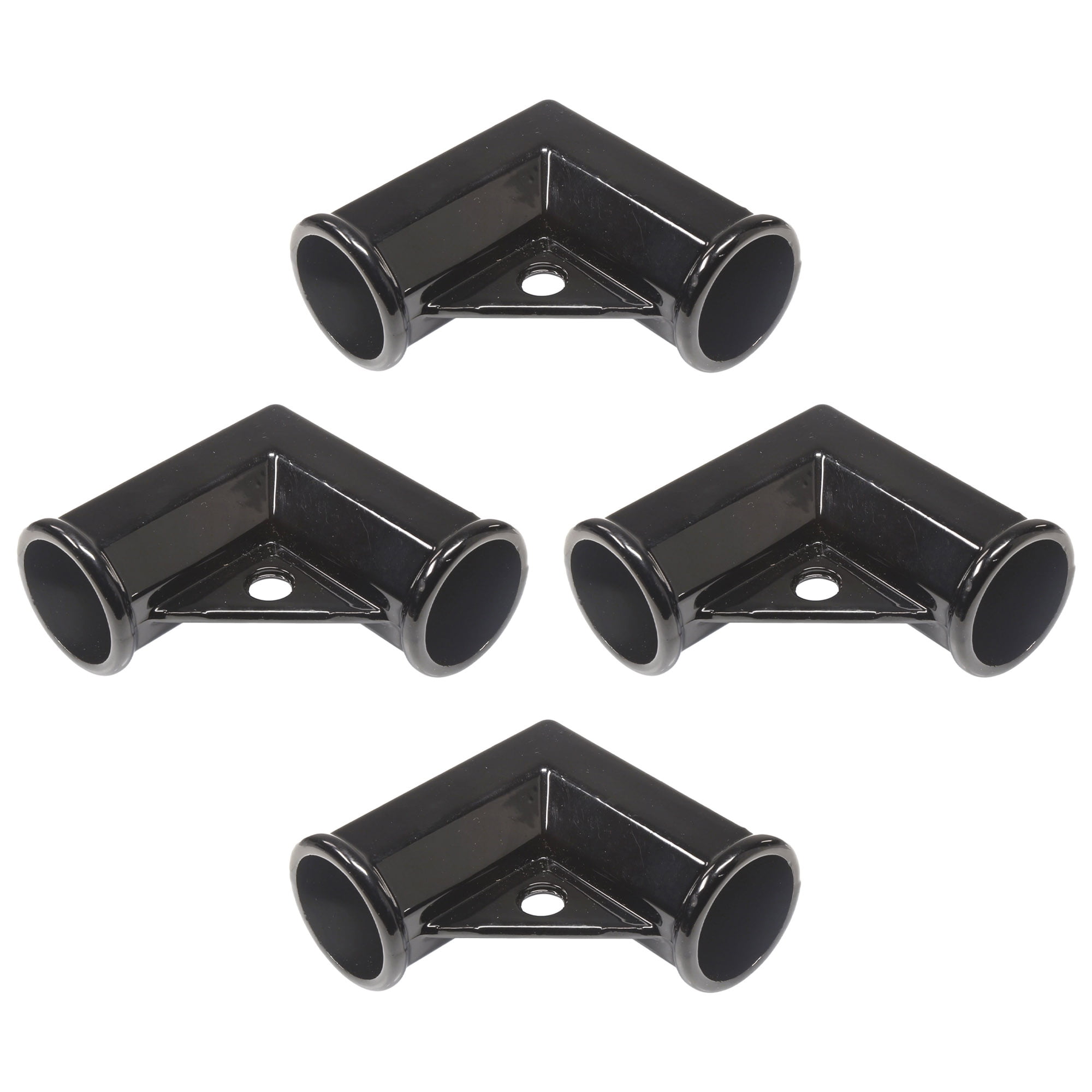 1 3/8' x 1 3/8' Black Chain Link Fence Gate Corner | Black Aluminum Gate Corner | Gate Elbow | Pack of 4