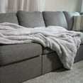 thumbnail image 3 of Lavish Home 60x80-Inch Faux Fur Blanket - Queen Size Bedding (Gray), 3 of 7