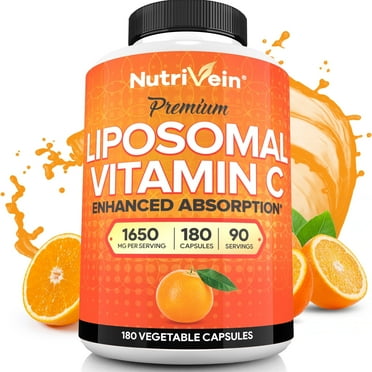 Nutrivein Liposomal Vitamin C 1650mg - 180 Capsules - High Absorption Ascorbic Acid