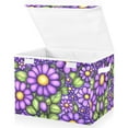 thumbnail image 2 of Bright Purple Flowers Large Storage Bins with Linen Collapsible Lid Storage Box 16.7 x 12.6 x 11.8in, 2 of 7
